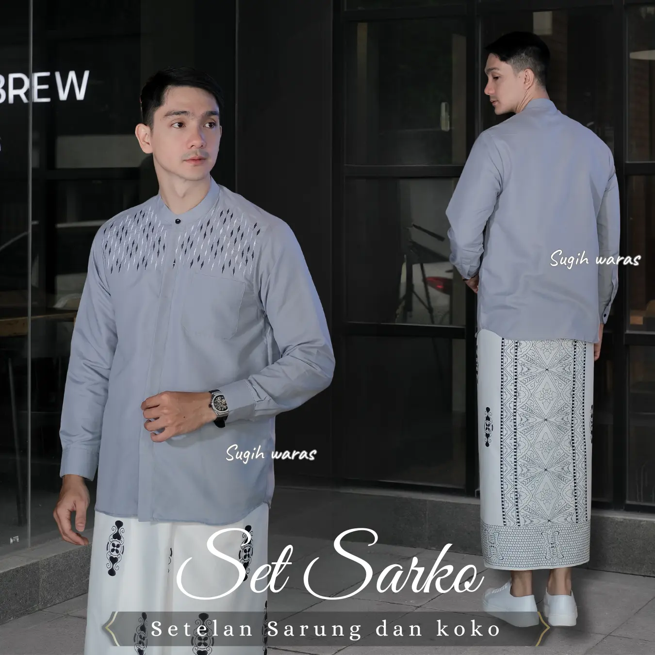 SARUNG PUTIH KOKO ABU PANJANG