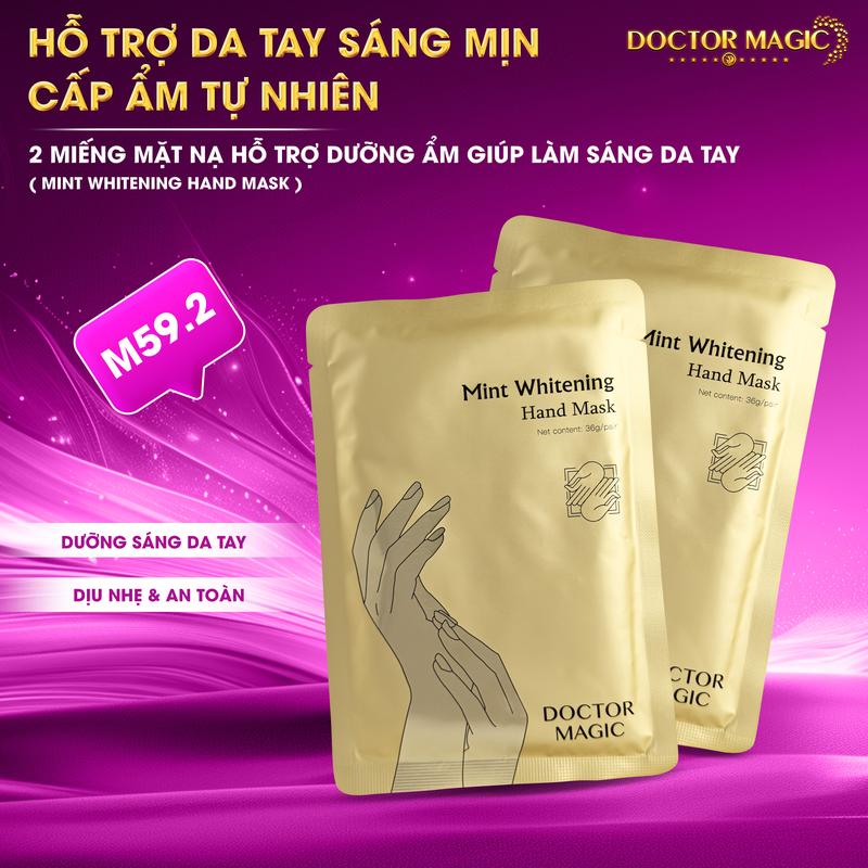 M59.2 - 2 Miếng Mặt Nạ Hỗ Trợ Dưỡng Ẩm Giúp Làm Sáng Da Tay Doctor Magic - Mint Whitening Hand Mask - 36g*2miếng