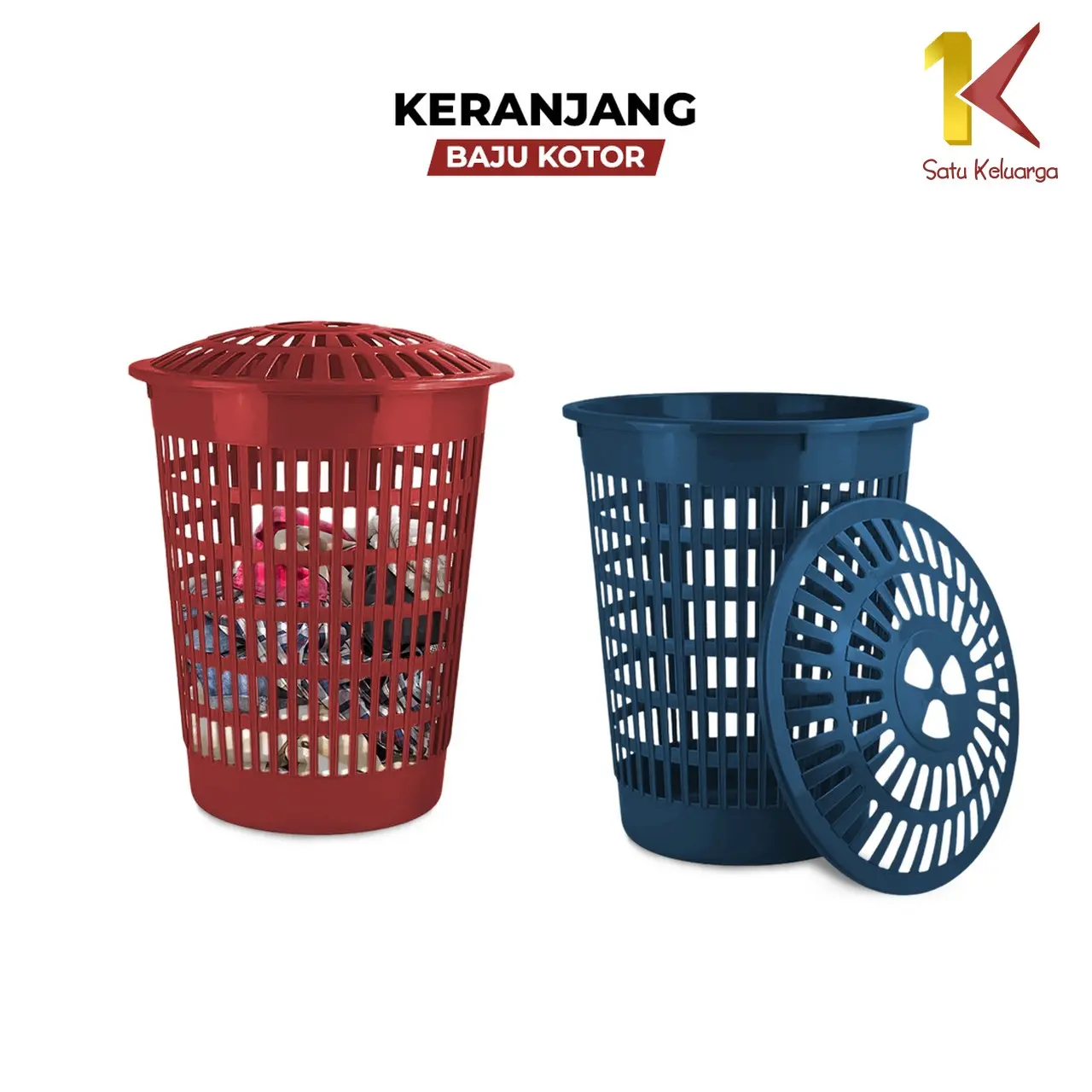 [COD] SK C1257 Keranjang Baju Kotor Bulat Set Tutup Serbaguna