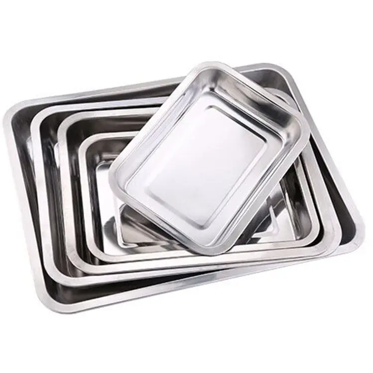 PROMO Nampan set/ 1 set ukuran 27-32-36-40,isi 4 pcs/ nampan stainless/nampan segi/ nampan segi empa