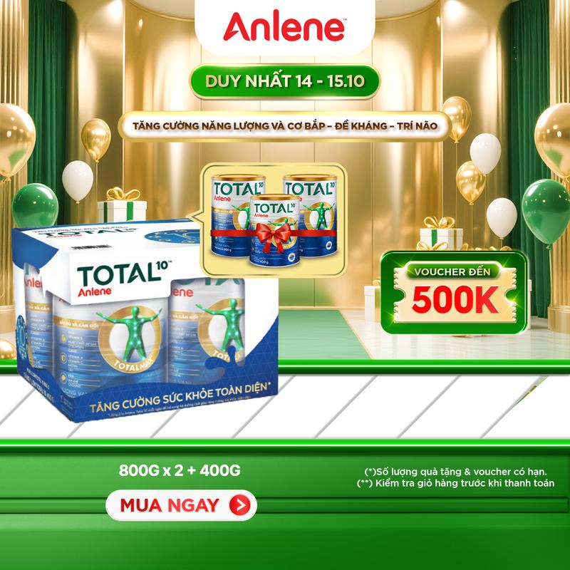 [LS][Tặng 1 Lon Anlene Total 10 400G] Bộ Quà Tặng Combo 2 Sữa Bột Anlene Total 10 Lon 800G