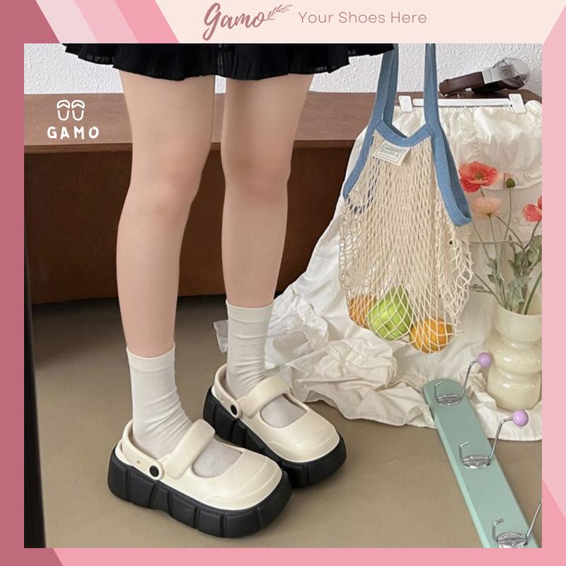 Dép sục nữ đế cao 5 cm form Mary Jane Trơn Basic Gamo kiểu sandal quai hậu CS-176
