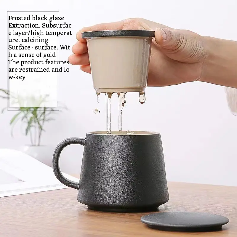 [SG stocks]Ceramic Tea Cup/Filter Tea Infuser cup/Tea Separation cup Drinking cup Drinkware Metal