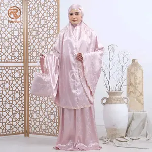 Ra Fashion - Mukena aisyah Coquette Ribbon Pita 2in1 sutra silk Jacquard Dewasa Jumbo Renda Cantik Panjang Mewah Travel