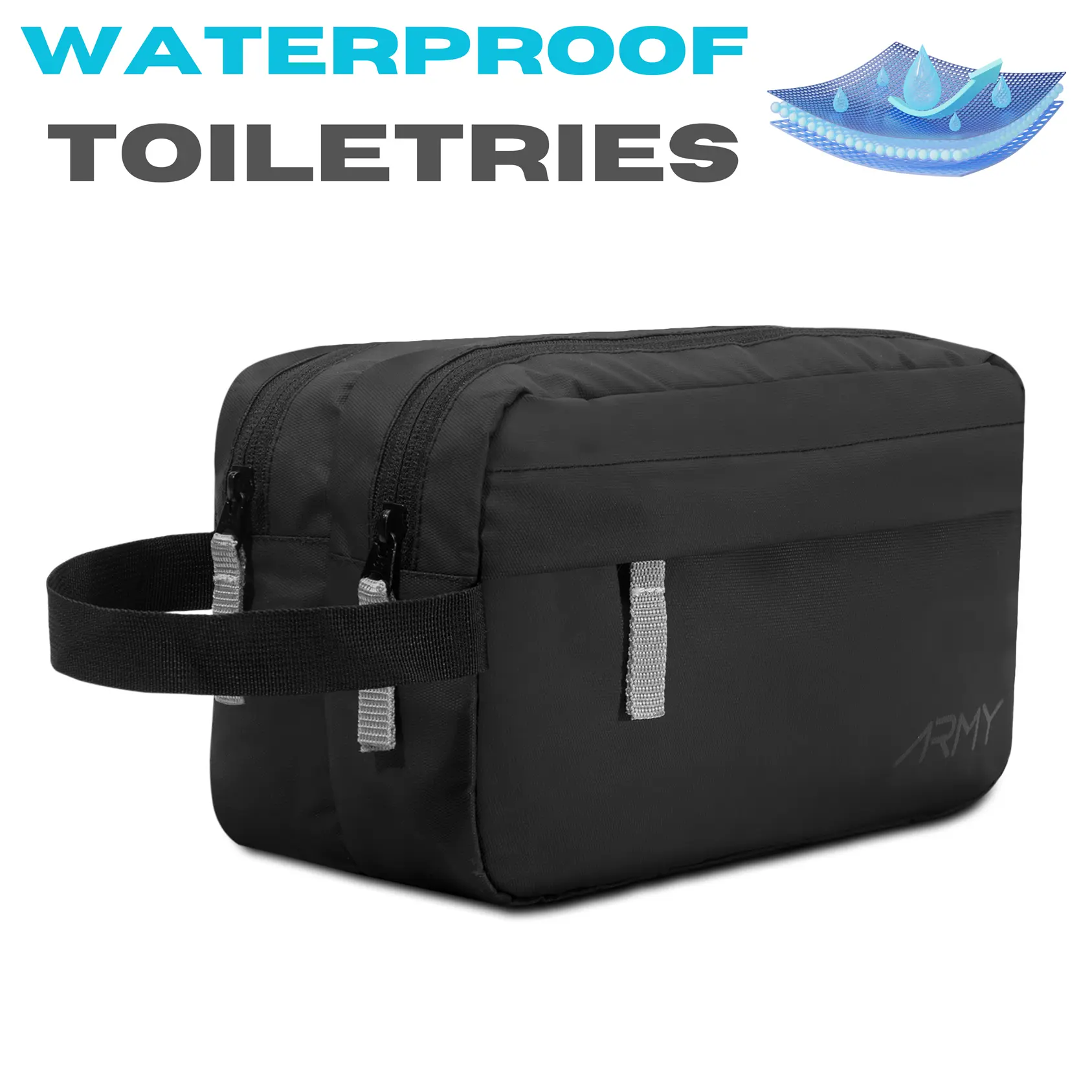 ARMY Toiletries 2 layer Tas alat mandi dan kosmetik / Travel Peralatan Mandi dan Make Up Toiletry Pouch Toilet