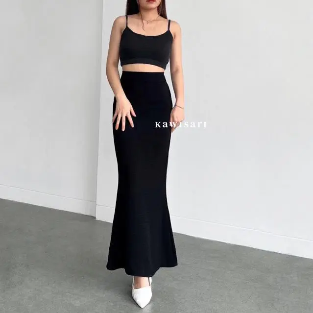 Gayanti - Lunar Mermaid Skirt - Mermaid Skirt - Rok Flare Wanita - Rok Mermaid Basic Polos - Mermaid Maxi Skirt Rok Panjang Wanita