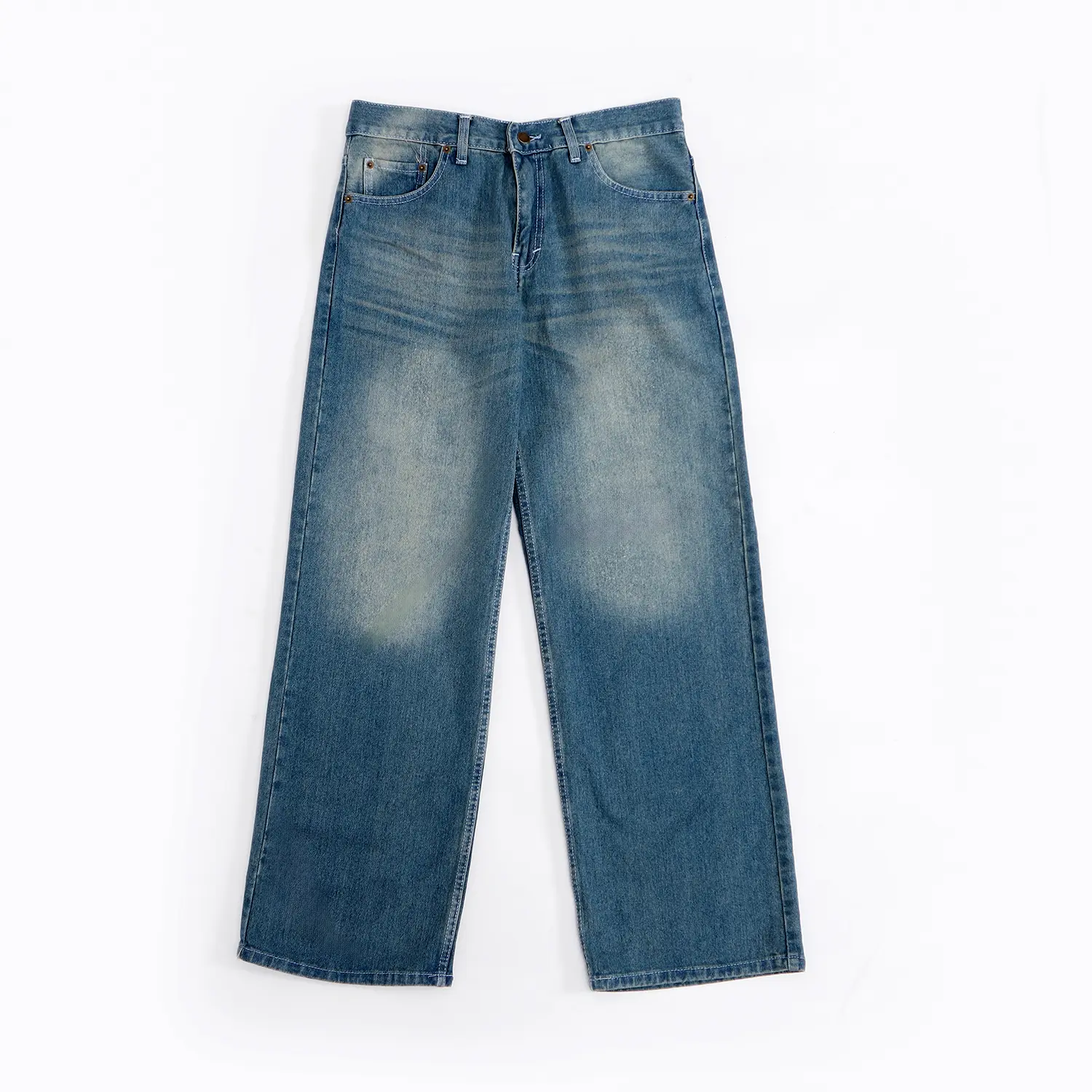 Pluviophile - Celana Jeans wide leg gombrong Wisker Blue Think