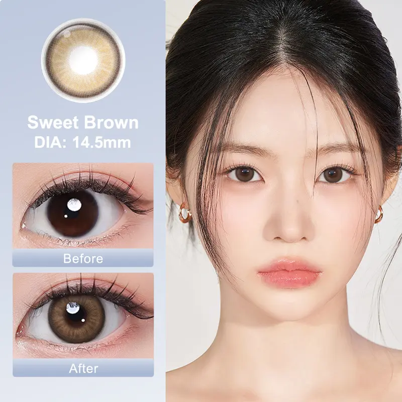 【Big Eyes & Ring】Magister Softlens DIA 14.5mm Cokelat Hazel Sweet Brown Lens Kontak Minus 0.00~-6.00 Abu-abu Arabic Grege Gray Lensa with Case 2