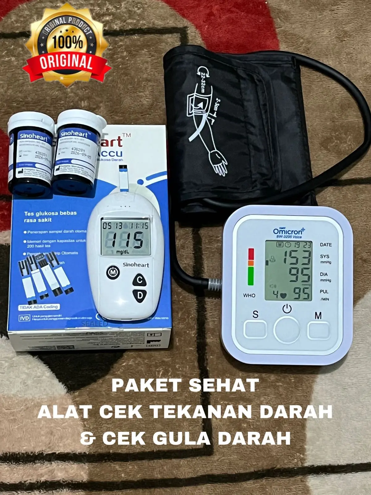 [PAKET TERLARIS] CEK TENSI DARAH DIGITAL & ALAT CEK GULA DARAH DIABETES ISI 25 STRIP