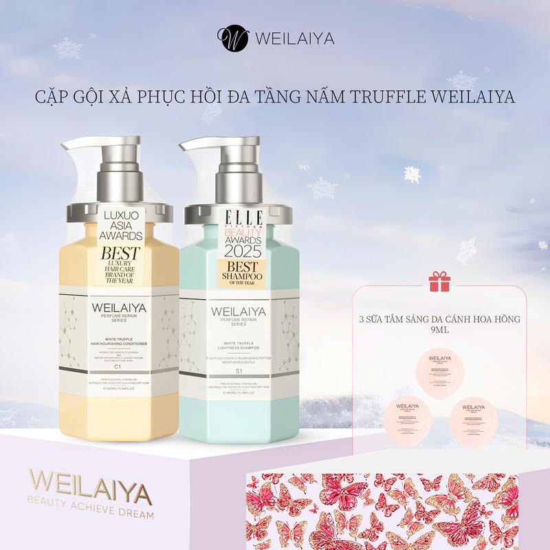 Bộ dầu gội & dầu xả cho mái tóc bóng mượt cung cấp dưỡng chất giúp tóc chắc khỏe chiết xuất nấm Truffle Weilaiya Dưỡng Tóc