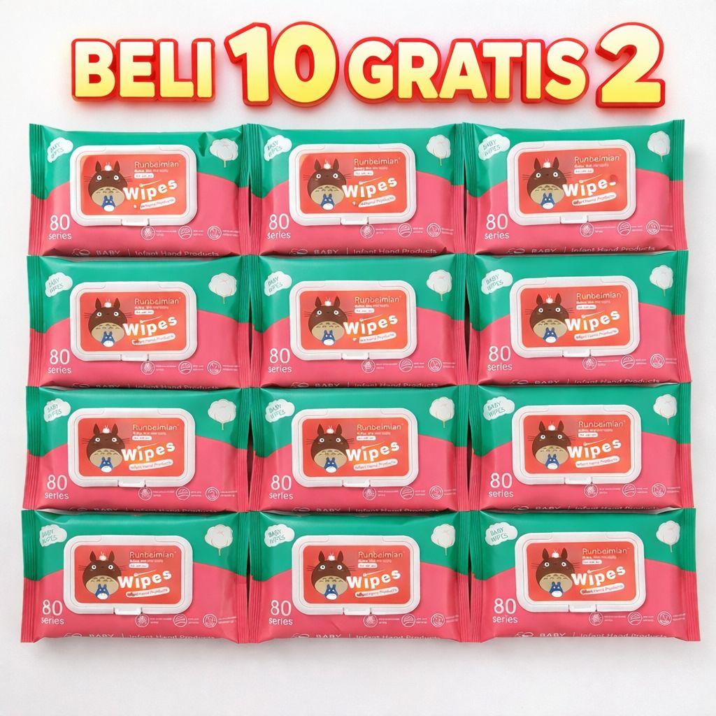 TISU BAGUS - KEMASAN BARU TANPA PENUTUP Tisu Basah Baby VIRAL TikTok BELI 10 GRATIS 2 Super Hemat Non Alkohol Lembut Halus Tebal Tidak Mudah Sobek Total 12 Pack