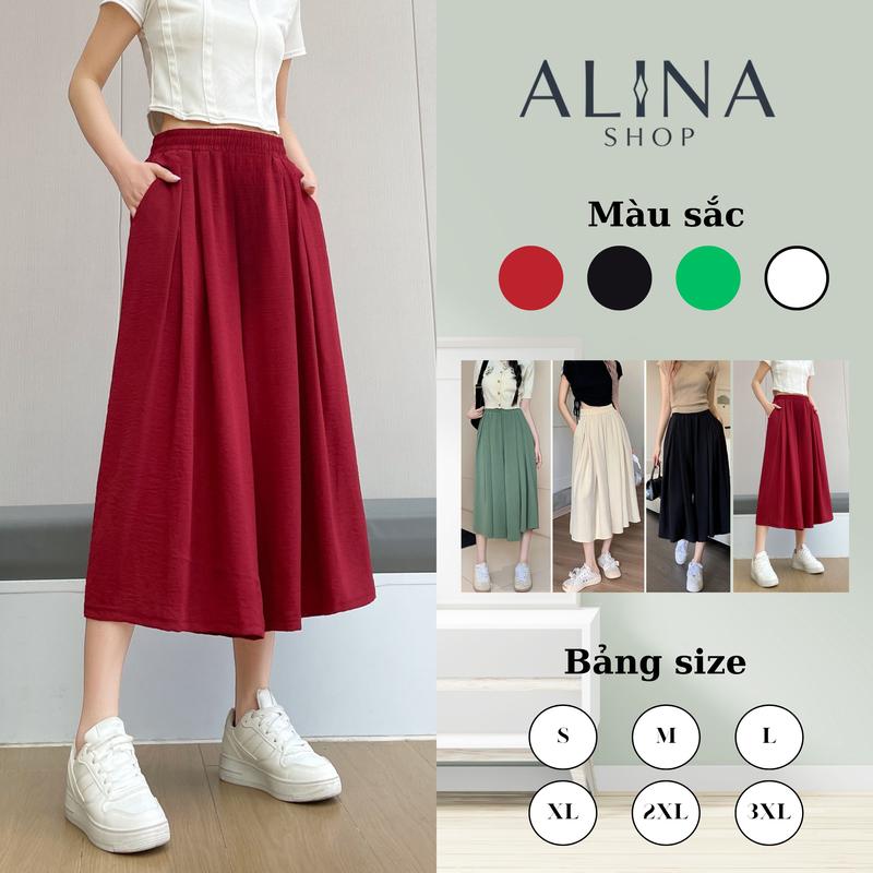 GIÁ TẠI XƯỞNG FREESHIP Quần lửng dáng váy ống rộng 50cm dài 75cm Quần váy lửng bigsize có túi đựng đồ tiện dụng chất đũi mịn mát quần nữ ống rộng nữ có bigsize Quần váy lửng cạp cao lưng chun che khuyết điểm Q1 xuân hạ thu đông Women Nữ Ong Nhung
