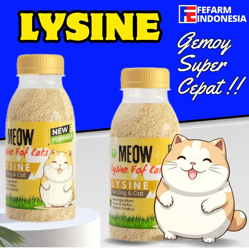 Vitamin Penggemuk dan Pelebat Bulu Kucing Anti Rontok Pets Lysine FEFARM