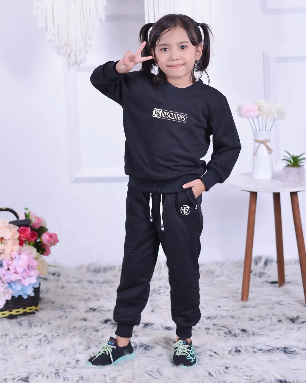 TERLARIS STELAN TRAINING Olahraga Anak Unisex Keren Murah 1-10thn TRENING JOGGER Setelan Celana Joger Outdoor Sport Hitam Bunda