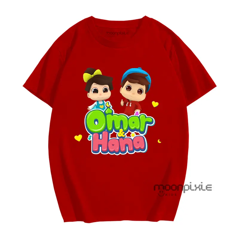 Baju Kaos Anak Motif Omar dan Hana Anak Laki-Laki/Perempuan Usia 1-12 Tahun Bahan Cotton Combed 30s 2