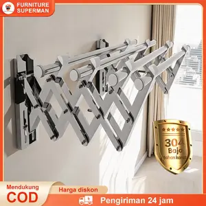 SP Jemuran Baju Tempel Dinding Jemuran Pakaian Lipat Stainless Stee Jemuran Tempel Dinding Multilayer Jemuran Pakaian Minimalis Jemuran Lipat Dinding 200CM Jemuran Dinding 304 Dari Stainless Steel Jemuran Pakaian Dinding222