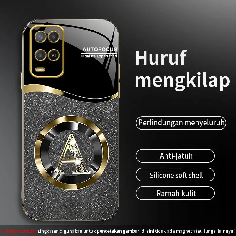 Cocok untuk [0PP0 A54] casing ponsel 26 huruf berlian sederhana kelas atas anti-sidik jari anti-jatuh casing ponsel silikon berlapis listrik 115 0