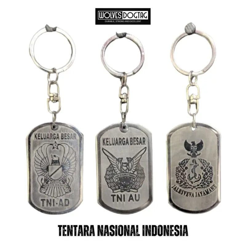 Gantungan kunci kesatuan TNI / aksesoris TNI / gantungan kunci monel anti karat / gantungan kunci TNI / gantungan TNI / gantungan kunci tni ad / kopassus / marinir / tni al / tni au Pengait Souvenir Hadiah Liontin Besi Baju Rantai 1