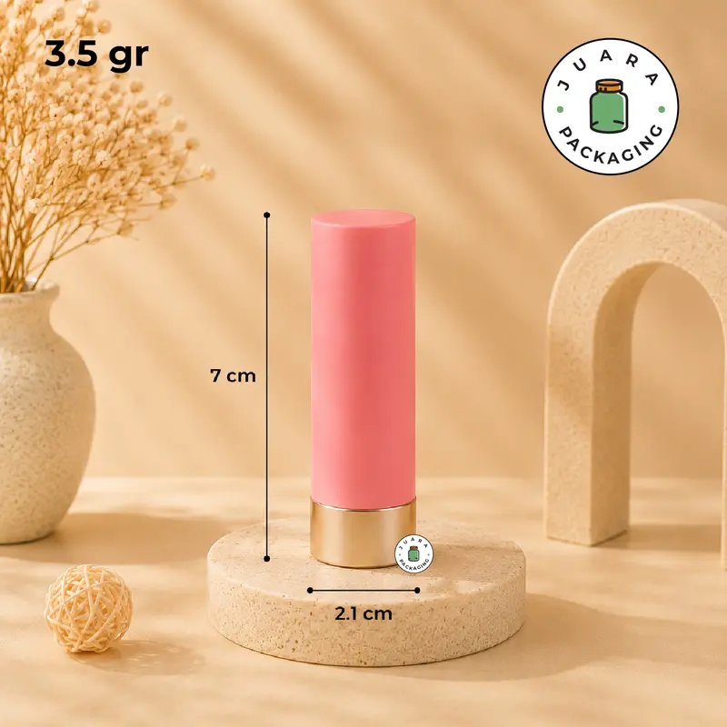 Wadah Lipstik 3.5gr Warna Pink – Kemasan Lipstik Kosong Mini untuk Lip Serum, Lipbalm, Lip Cream, Lipstick Refill – Wadah Kosmetik Isi Ulang Elegan 3.5 gr