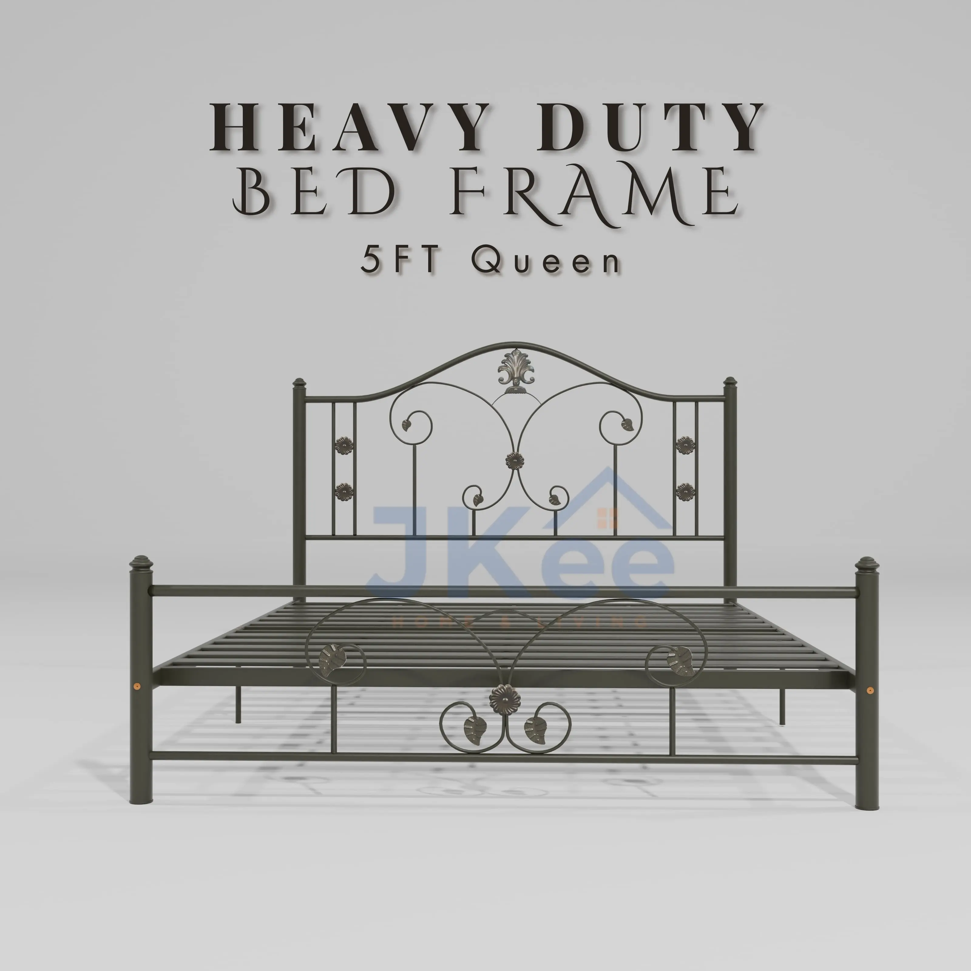 (+TILAM) JKEE HEAVY DUTY Solid Metal Queen Bed Frame / Katil Queen Besi SUPER BASE / Katil Besi Tebal Queen / 100% Katil Besi - Furniture