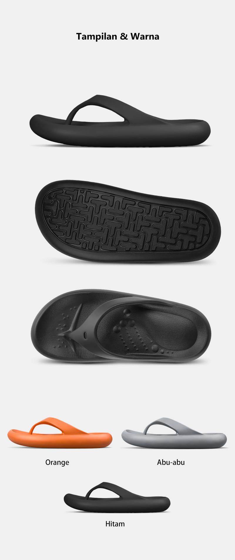 Sandal jepit ortopedi Recovery ringan dengan elastisitas tinggi, dilengkapi dukungan lengkung kaki yang empuk, cocok untuk penderita plantar fasciitis, serta membantu mengurangi tekanan pada kaki, sendi, dan punggung setelah berolahraga