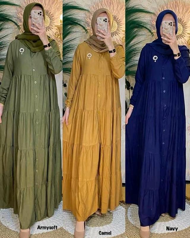 gamis susun rayon polos gamis super adem 3