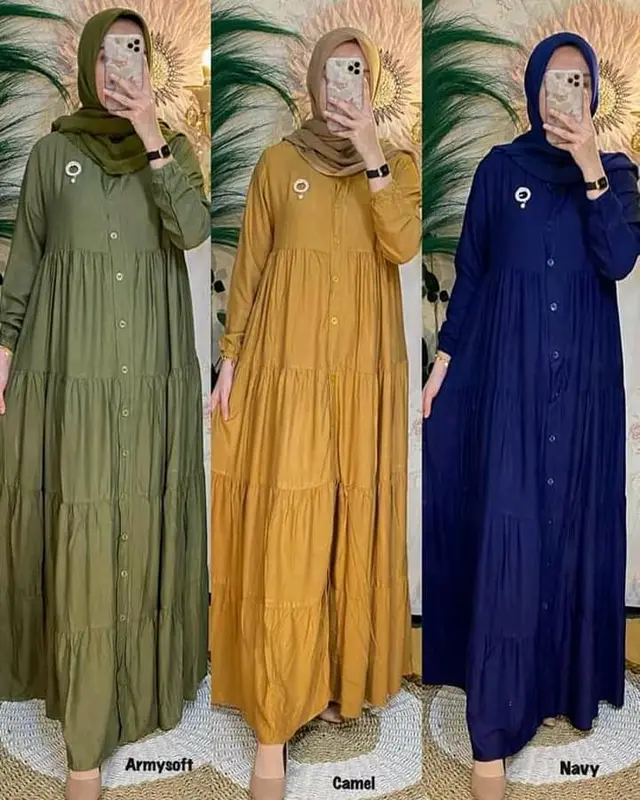 gamis susun rayon polos gamis super adem 3