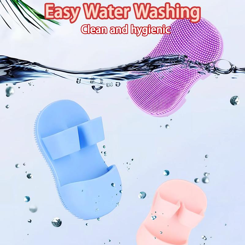 Product Introduction of 3pcs(1pc of each color) Face Scrubber Mini Facial Brush Silicone Wash Exfoliator Finger Glove Pads Handheld Cleansing Brushes Tool for Skin Care Deep Clean Blackhead Acne Pore Removal 7