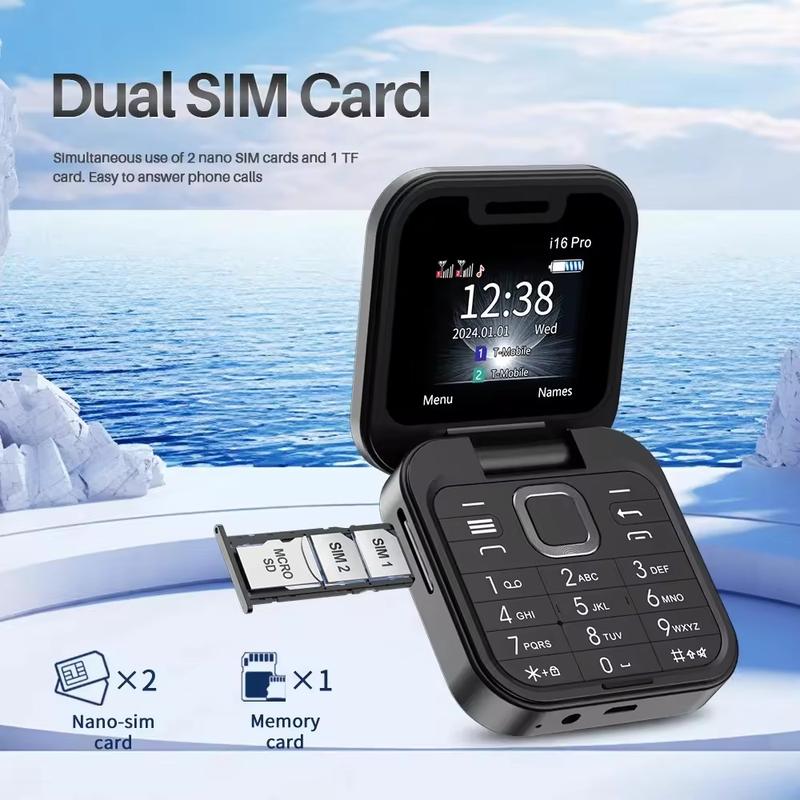 Điện thoại gập i16pro mới, hàng xuyên biên giới (thương mại quốc tế), điện thoại mini, điện thoại có nút bấm F15, điện thoại Dual SIM 2G, hỗ trợ nhiều ngôn ngữ