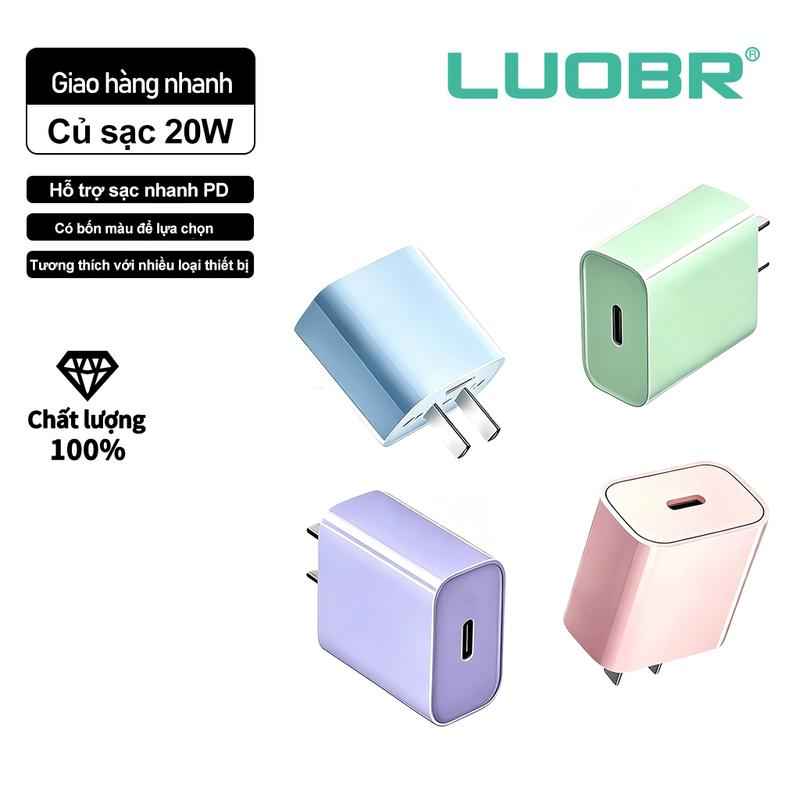 Củ sạc nhanh 20W PD macaron 4 Màu Cổng Type-C Sạc Nhanh Cho iP6‑14 Sạc An Toàn Chống Cháy