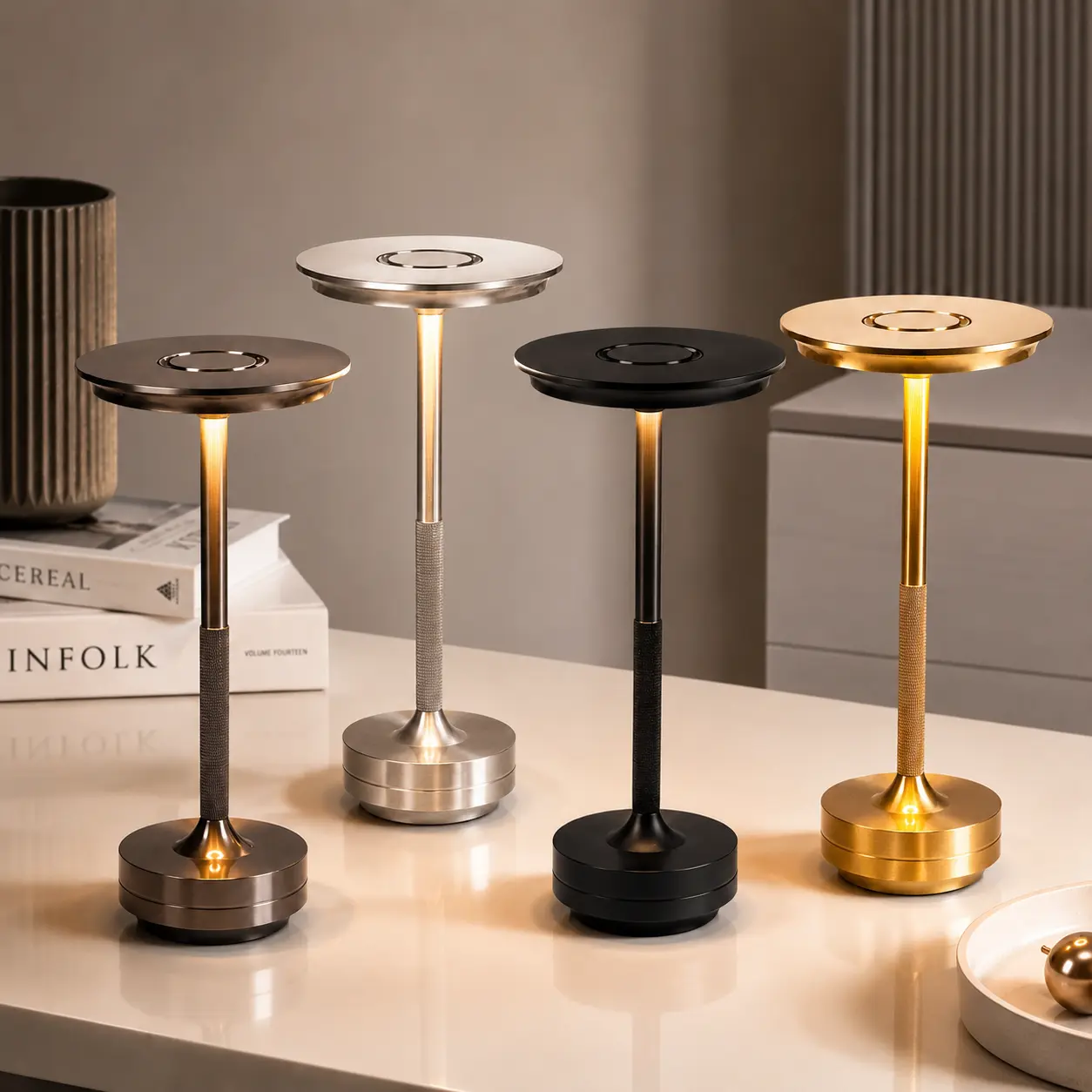 Table Desk Lamp Lampu Hias Meja Nordic Restoran Hotel Bar Elegan LED Table Lamp Touch Sensor Night Light USB Rechargeable Portable
