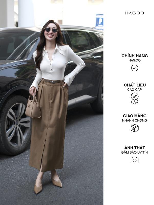 HAGOO Áo thun nữ có cổ dài tay Nữ 3 màu Đỏ/ Đen/ Trắng [ A447 ] Women Polo Top