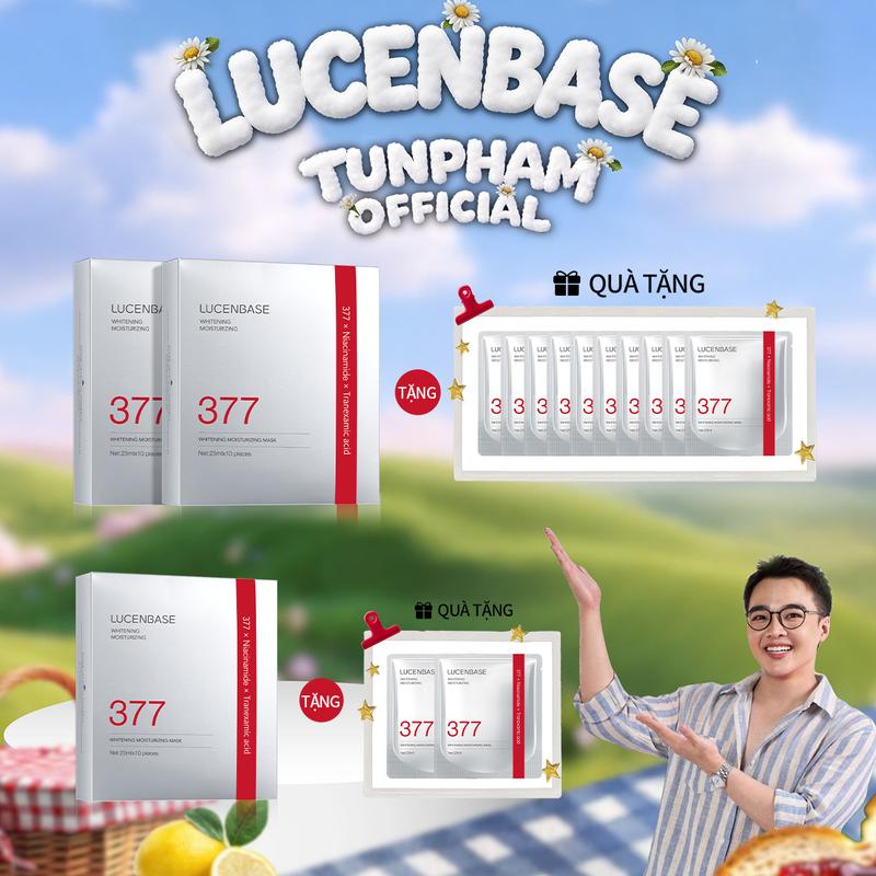 【TUNPHAM x LUCENBASE】ĐỘC QUYỀN Mặt Nạ Giấy 377 LUCENBASE Dưỡng Ẩm, Trắng Da, Sáng Da, Mịn Da