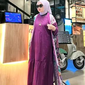 Calistha - Abaya Set ( Mangosta ) Rompi lepasan   Gamis Katun Cantik Mewah