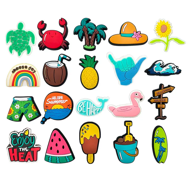 Lucu Pantai musim panas shoe charms jibz DIY Kartun Kehidupan laut croc sandal pin Pengait Cantolan Sepatu Tempelan Akses sepatu anak-anak Hadiah ulang tahun 2