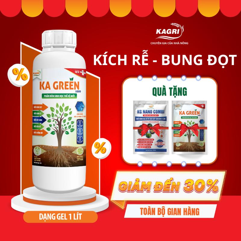 KAGRI Phân bón sinh học KA GREEN LIQUID 1 Lít - Phân bón hữu cơ kích rễ cây ăn quả siêu bung đọt mập cành phun lá tưới gốc dưỡng đất phục hồi cây trồng sau thu hoạch