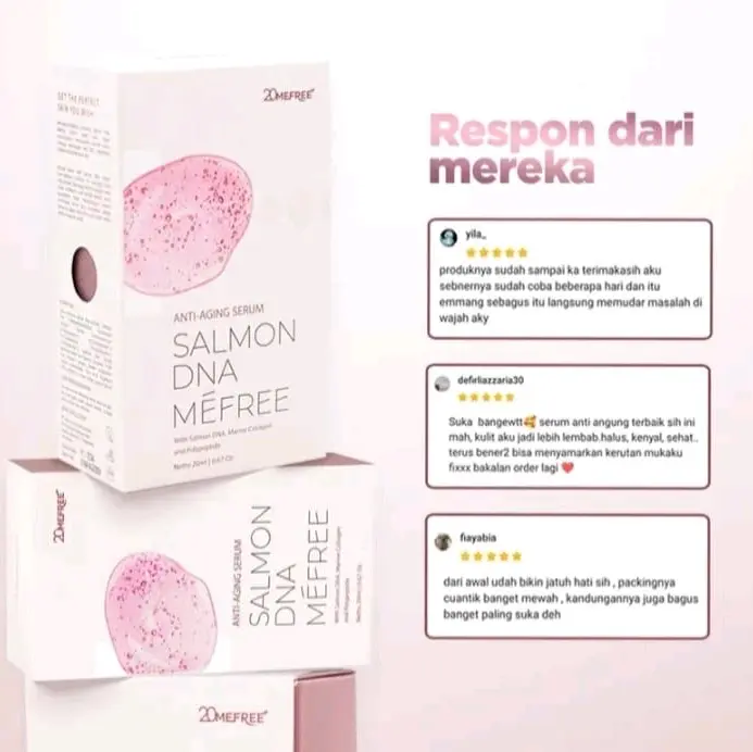 HOT PROMO! 20MEFREE - ANTI-AGING SERUM SALMON DNA MEFREE/SERUM PEMBERSIH MUKA/ MUKA BERSIH/ AMAN UNTUK KULIT/PERAWATAN WAJAH TAMPAK LEBIH MUDA / MENGURANGI KERUTAN SERUM JERAWAT/ UNTUK KULIT BERMINYAK glow Vitamin Tetes Lactic Mencerahkan Niacinamide Acid 3