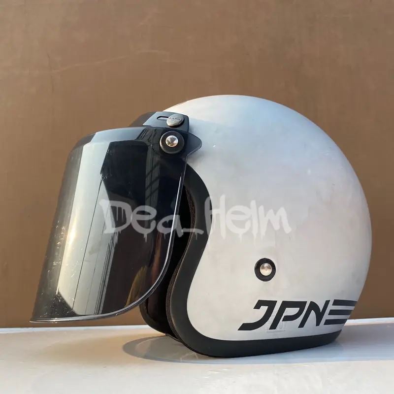 Helm JPN Silver Dop kaca datar,kaca cembung dan pet Visor Motorcycle 4