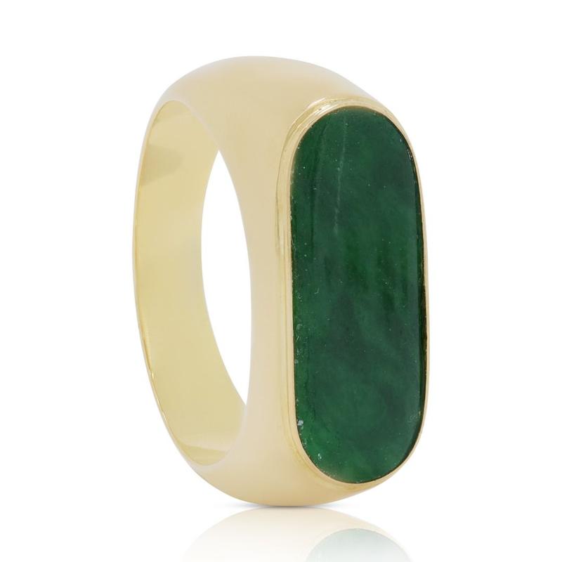 Charming 14K Yellow Gold Jade Ring with 0.50ct Stone 6