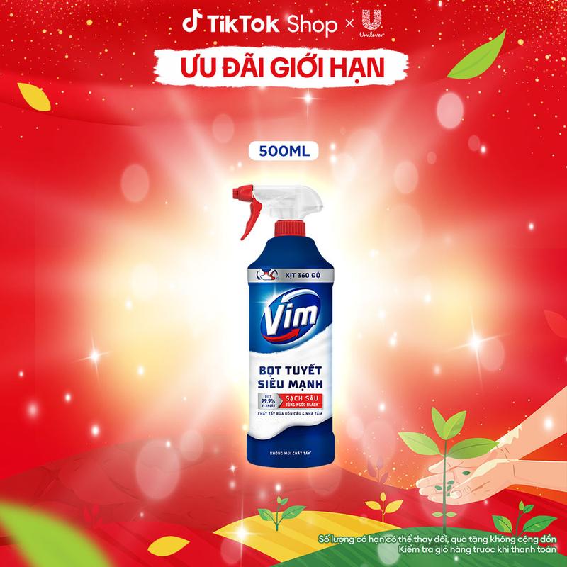  Bọt Tuyết Siêu Mạnh Tẩy Bồn Cầu và Nhà Vệ Sinh Vim | Diệt 99,9% Vi Khuẩn  500ml   1  