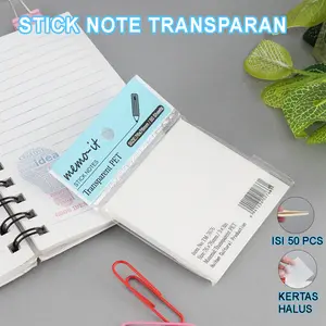 Memo Sticky Note Transparan 50 Pcs Kertas Memo Tempel Transparan Bening Halus BLT-W050 planner samak  buku  estetik memopad Sticky Notes Berkualitas Tinggi Sticky Note Catatan Memo Polos alat  alat  sekolah