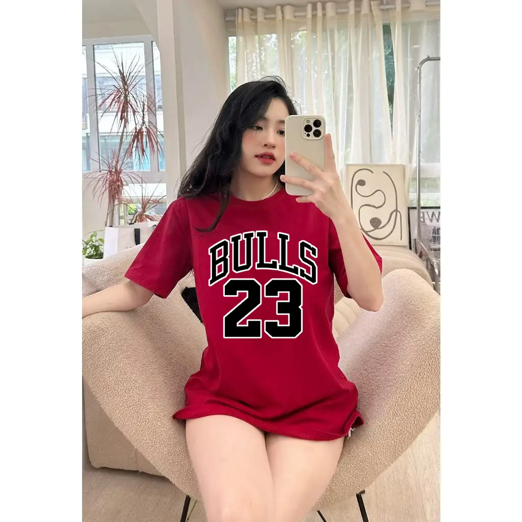 Ev Stuff - Baju Kaos Wanita Cotton combed 24S PREMIUM BULLS 23 Allsize Oversize