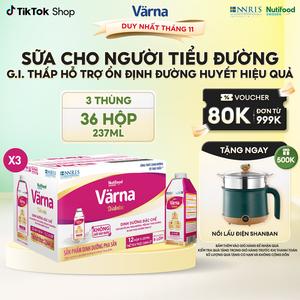 Combo 3 Thùng 12 hộp sữa bột pha sẵn Varna Diabetes (36 hộp giấy x 237ml)