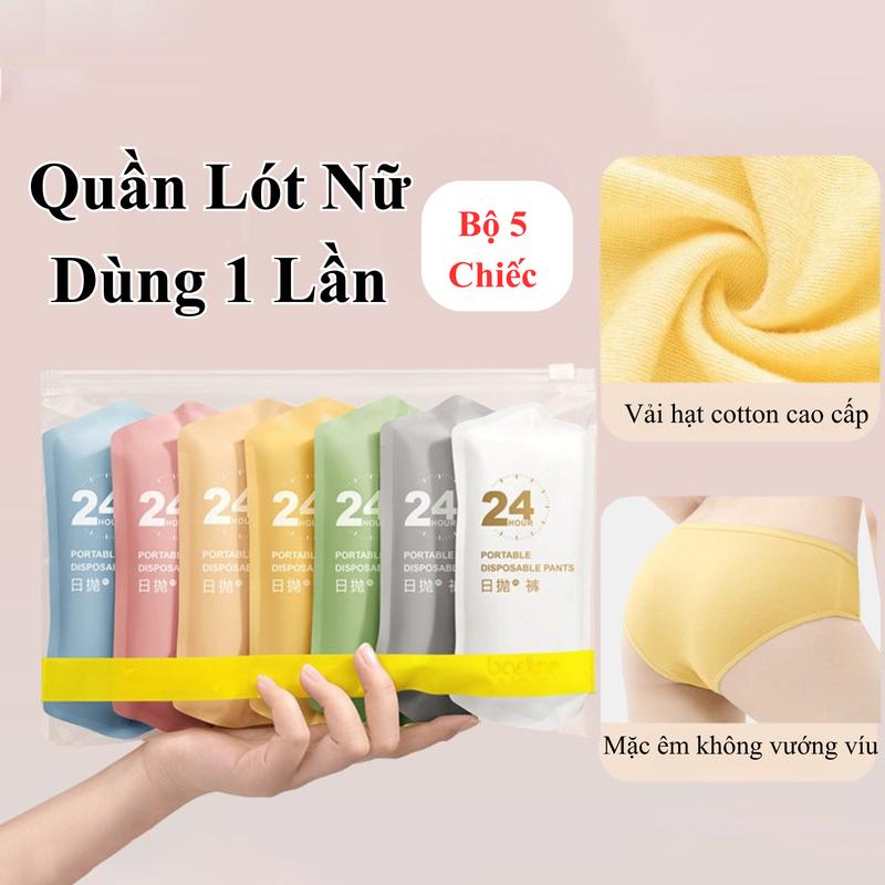   Set 5  Quần lót dùng 1 lần gọn nhẹ du lịch Quần lót nữ cotton kháng khuẩn mềm mịn thoáng khí tiện lợi 