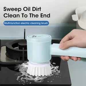 Electric Spin Scrubber, Bathroom Cordless Cleaning Brush Power Scrubber with 5 Replaceable Brush Heads, Electric Cleaning Brush