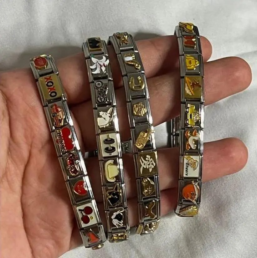 Gelang Italian Vintage Charm Stainless Steel Silver [4D]
