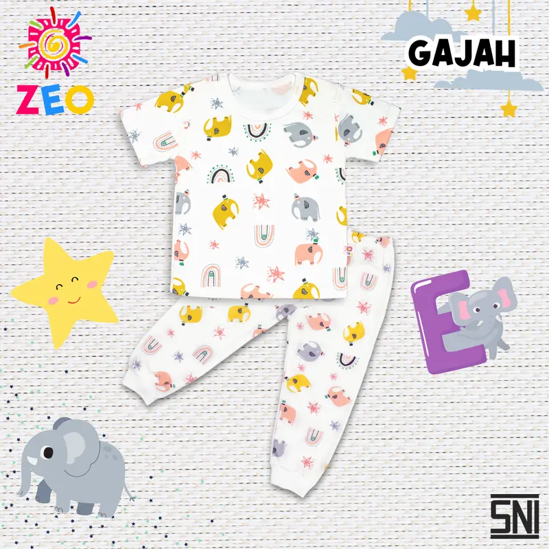 ZeoBabyKids Piyama Lengan Pendek Anak Dan Bayi 1 - 4 Tahun Bahan Katun Laki-Laki Cotton Newborn Kancing PPD 1
