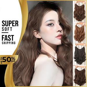 Big Wave Hair Extension Piece Simulation Hair Piece Invisible Seamless U-shaped  Natural Hair Extension Piece Synthetic Long Straight Hairstyles Hairpieces Curly Clips Patch Water Ripple Fluffy Fashion Highlights Temperament Super Long Wigs