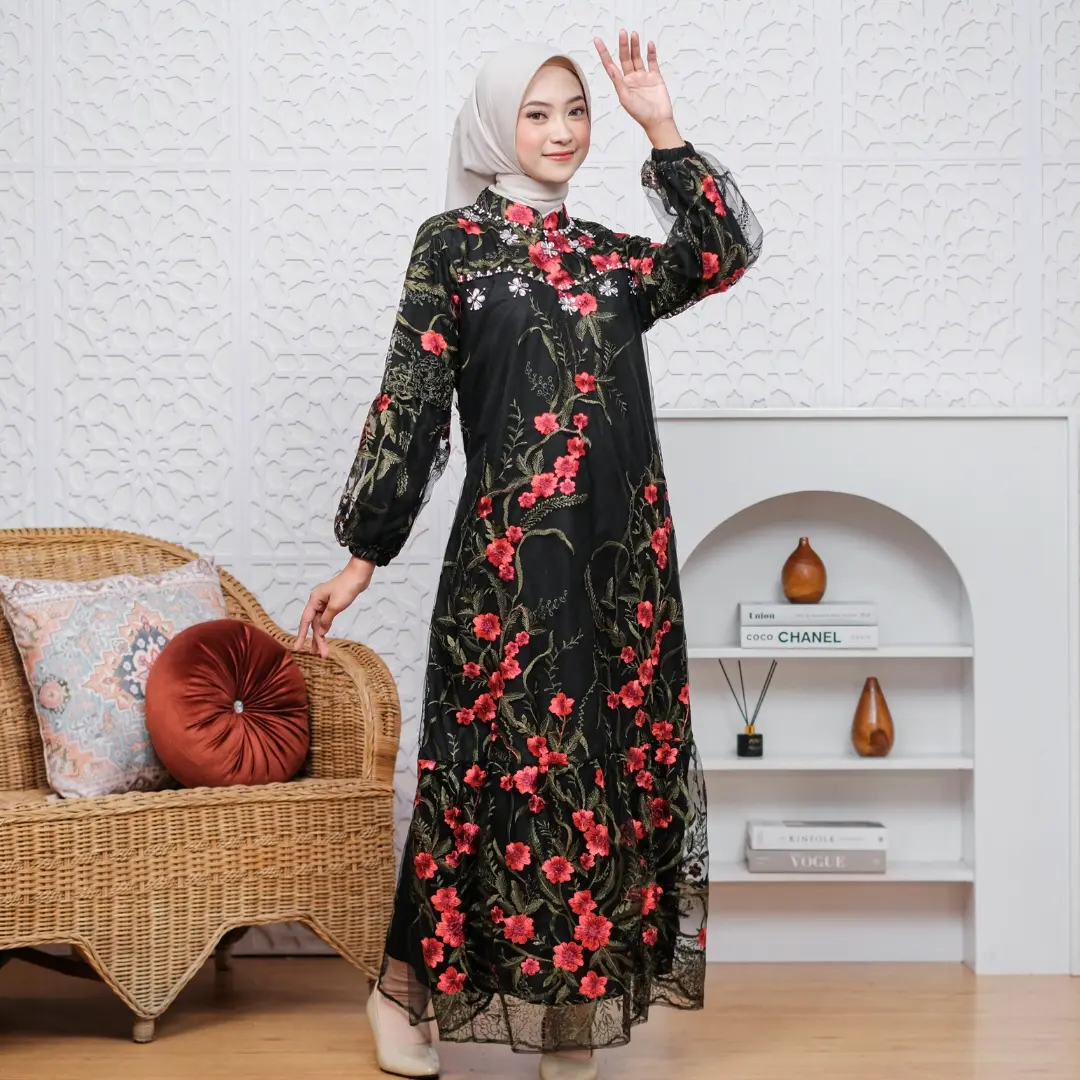 Restock! RAISHA - Khadijah Gamis Kondangan 2024 Bahan Full Tile Brokat Depan Belakang Dengan FULL PAYET Bagian Dada + Puring Hyget Untuk Kondangan, Lamaran, Akad Nikah dan Wisuda