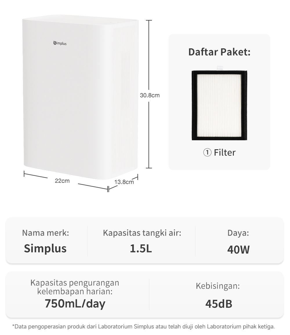 【SPECIAL PROMO】Simplus Dehumidifier Penyerap kelembapan 1.5L Kecil Efisien Mengeringkan Senyap Tahan Kelembapan Hemat Energi Untuk Rumah dan Kantor CUSH005-HPC